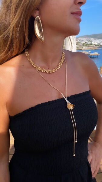 Asansörlü Lale Kolye- Gold