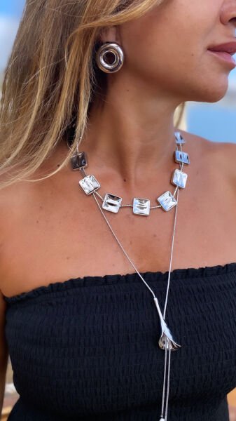 Asansörlü Lale Kolye- Silver