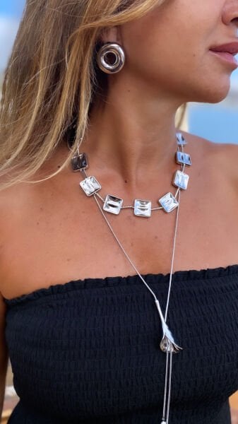 Asansörlü Lale Kolye- Silver