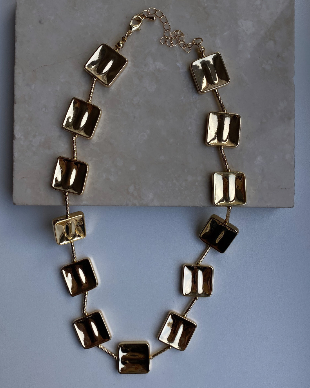 Altın Kaplama Kare Plaka Kolye-Gold