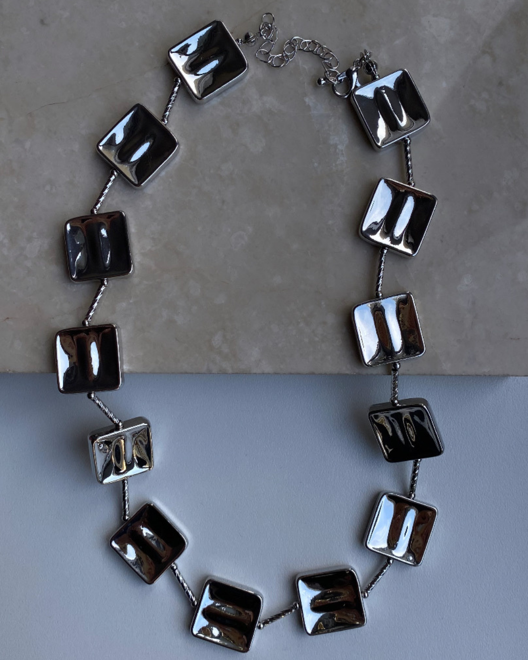 Altın Kaplama Kare Plaka Kolye- Silver