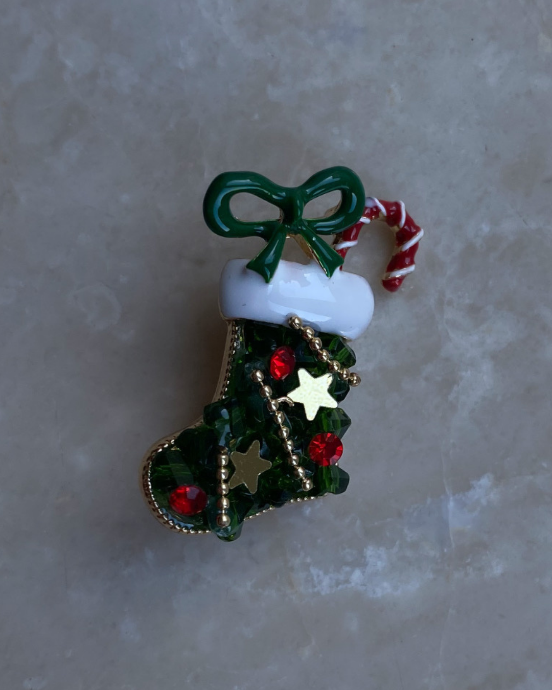 Yeni Yıl Yeşil Çorap Broş