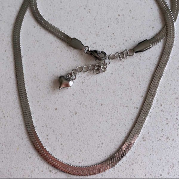 Çelik İtalyan Silver Çelik Yassı Kolye- 40cm