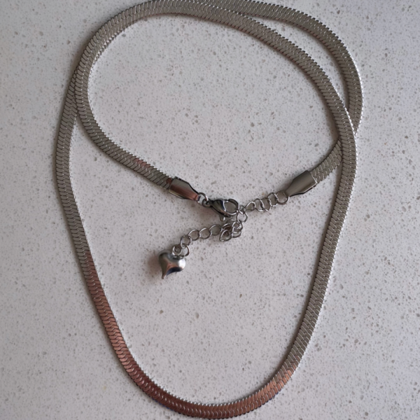 Çelik İtalyan Silver Çelik Yassı Kolye- 40cm