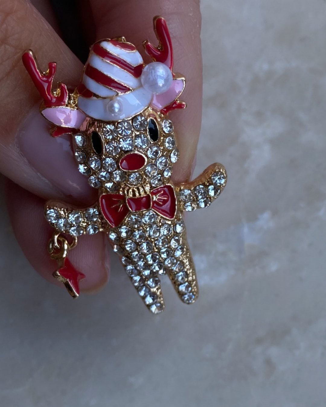 Yeni Yıl Yıldızlı Geyik Broş