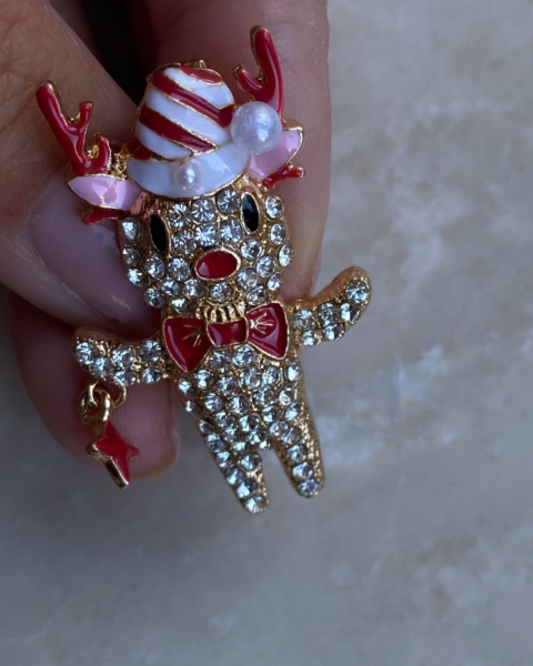 Yeni Yıl Yıldızlı Geyik Broş