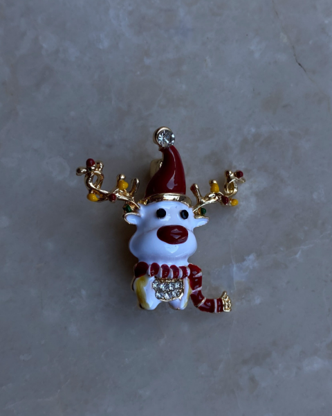 Yeni Yıl Atkılı Geyik Broş