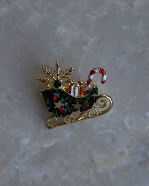 Yeni Yıl Şekerli Kızak Broş