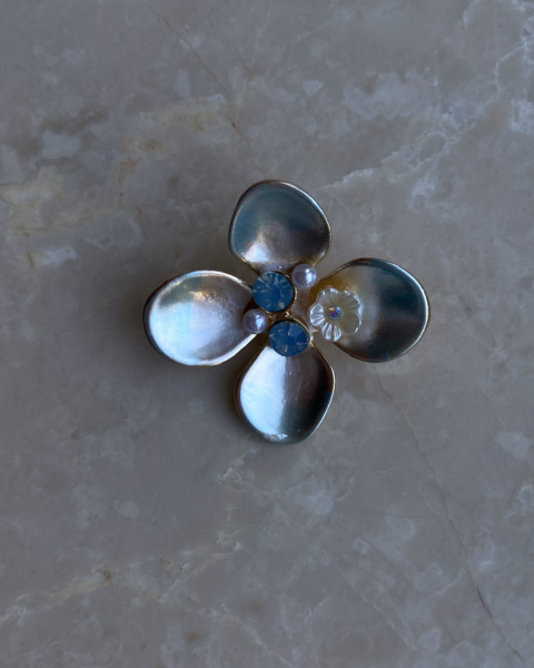 Dört Yapraklı Yonca Broş- Mavi