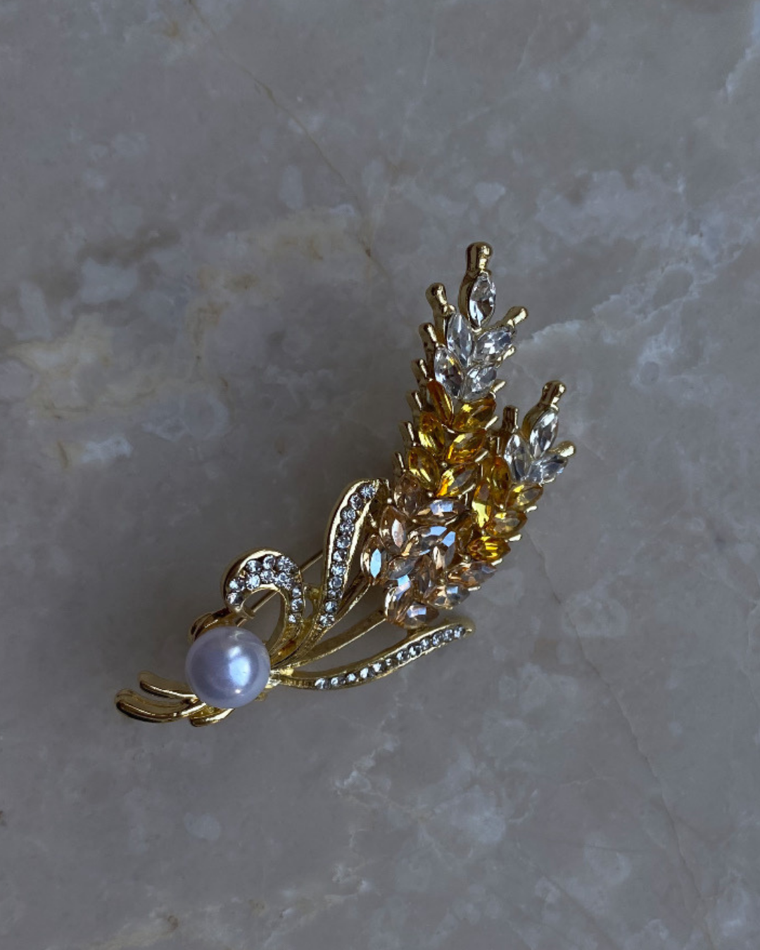 İncili Taşlı Başak Broş