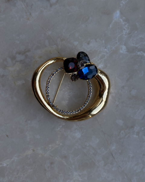 Taşlı Çiçekli Broş