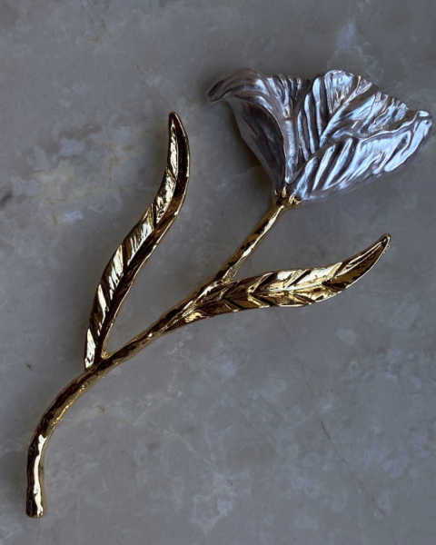 Yapraklı Çiçek Broş- 14,5cm