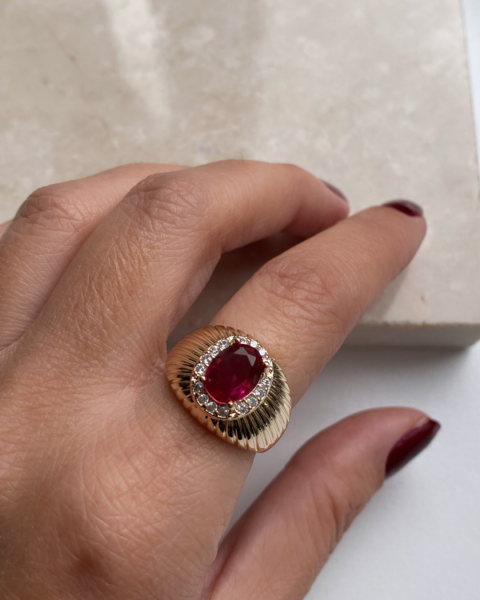 Özel Seri Ayarlanabilir Pembe Oval Yüzük