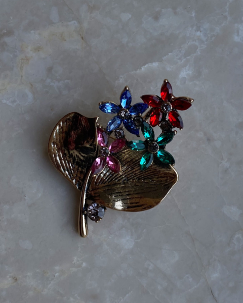 Renkli Taşlı Çiçek Broş