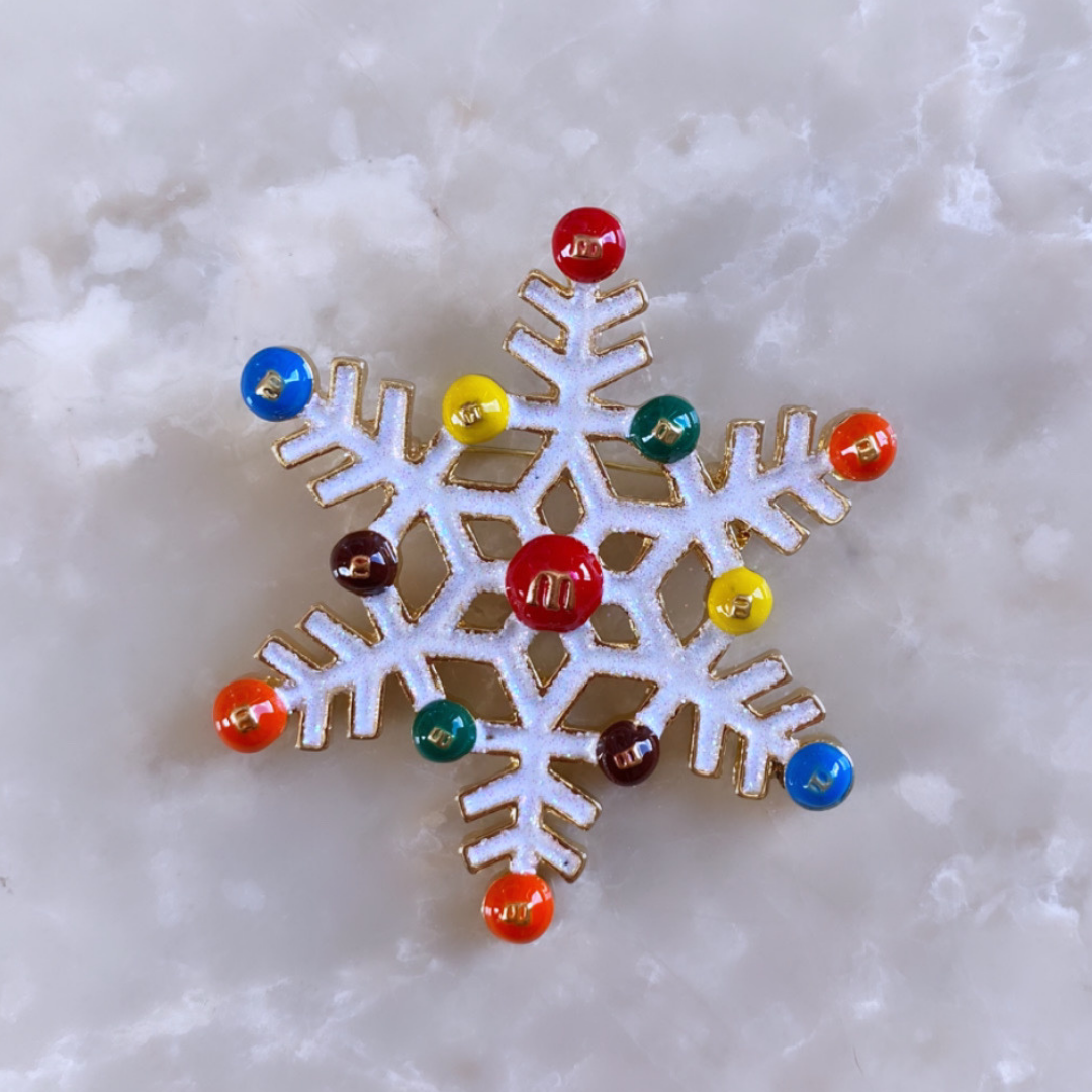 Yeni Yıl Renkli Kar Tanesi Broş