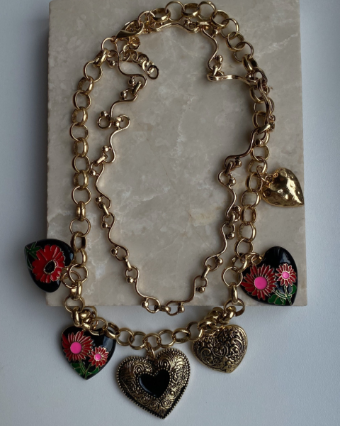 Marka Model İkili Kalp Charm Kolye