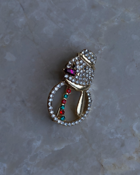 Yeni Yıl Taşlı Kardan Adam Broş