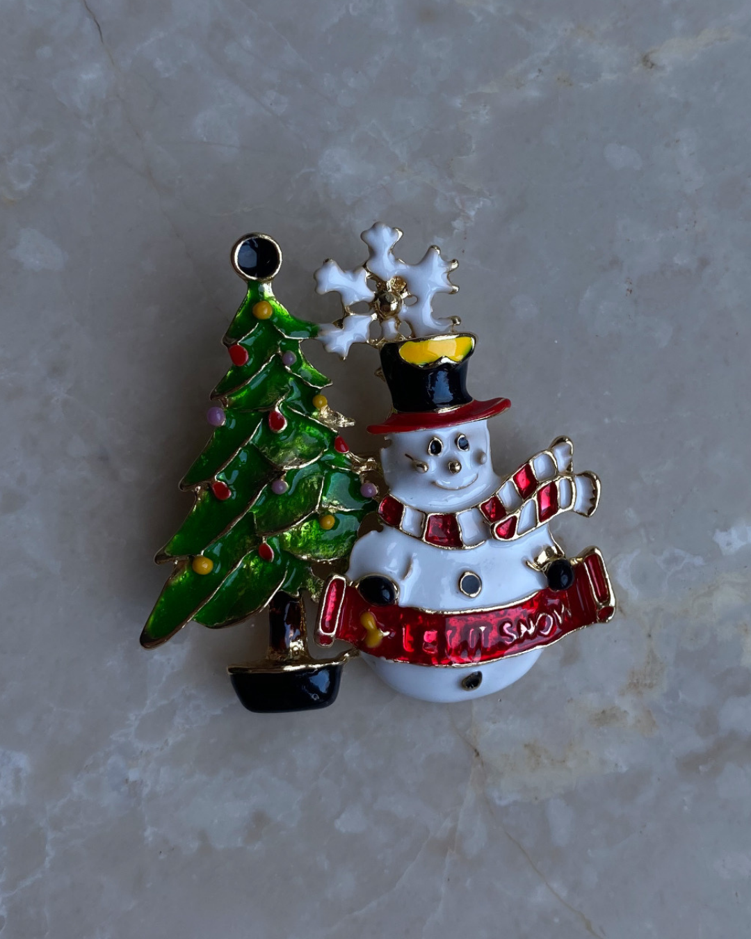 Yeni Yıl Kardan Adam Ağaç Broş