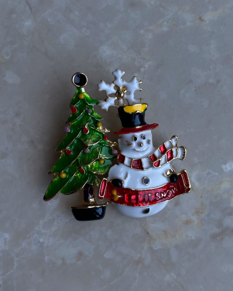 Yeni Yıl Kardan Adam Ağaç Broş