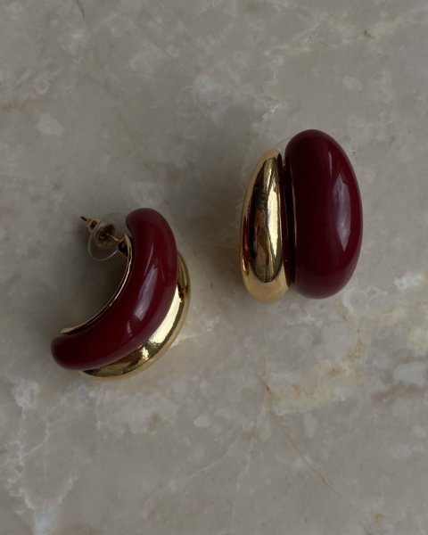 Marka Model Gold Bordo Küpe