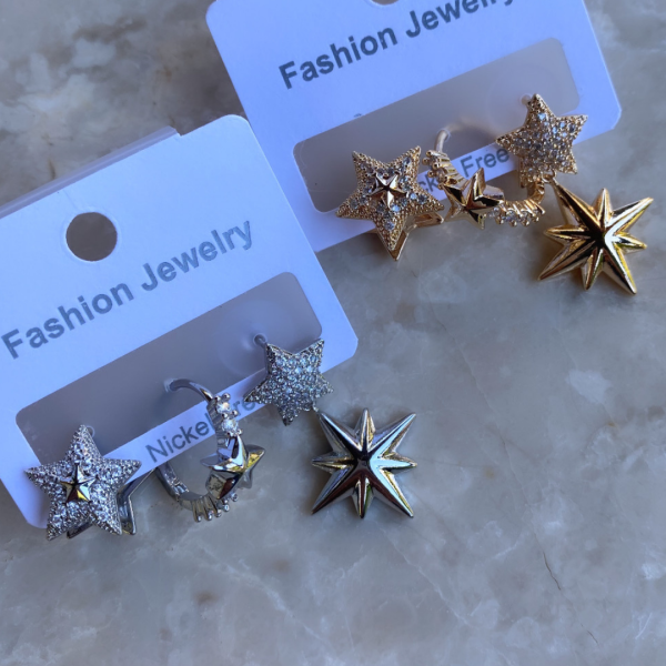 Altın Kaplama Zirkon Taşlı Yıldız Küpe