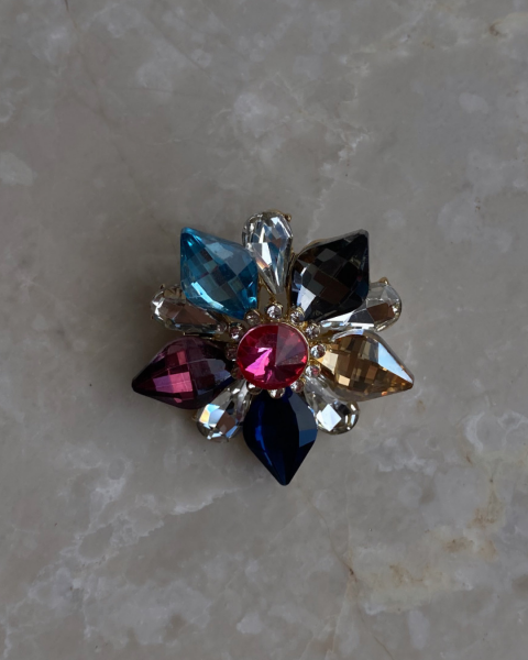 Renkli Taşlı Çiçek Broş